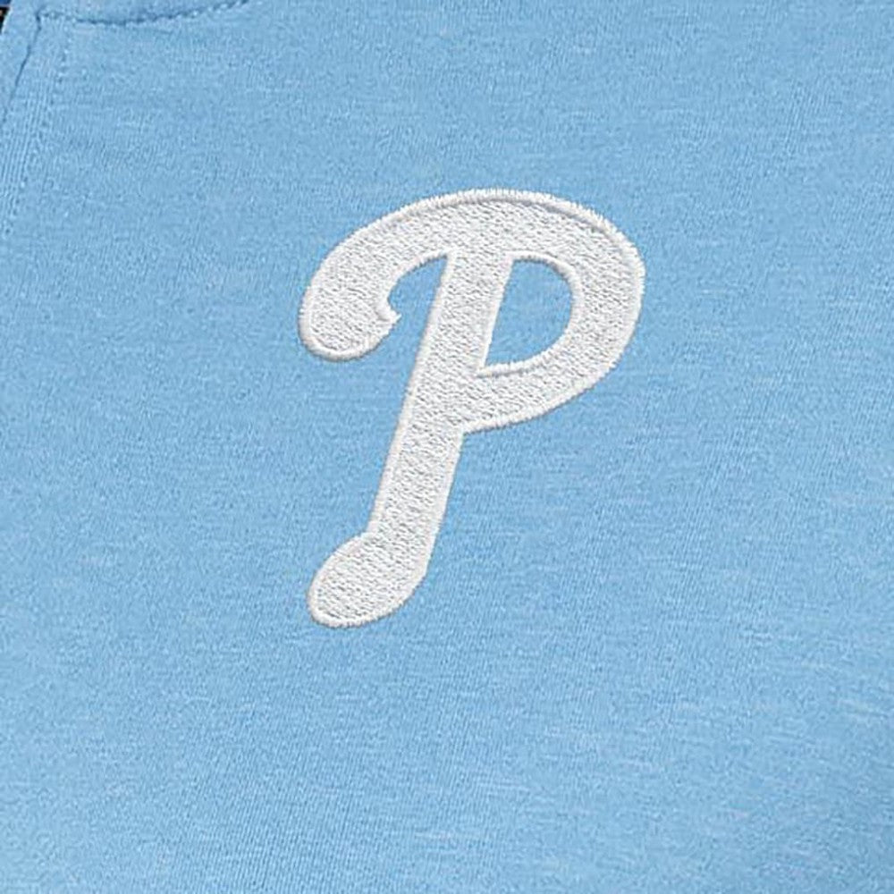 Philadelphia Phillies Antigua Women's Mentor Quarter-Zip Pullover Top - Light Blue Pullover