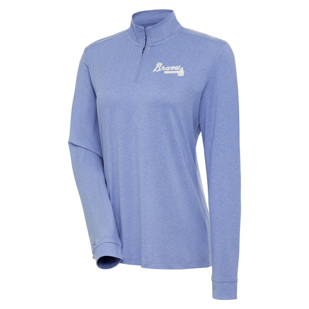 Atlanta Braves Antigua Women's Mentor Quarter-Zip Pullover Top - Lavender Pullover