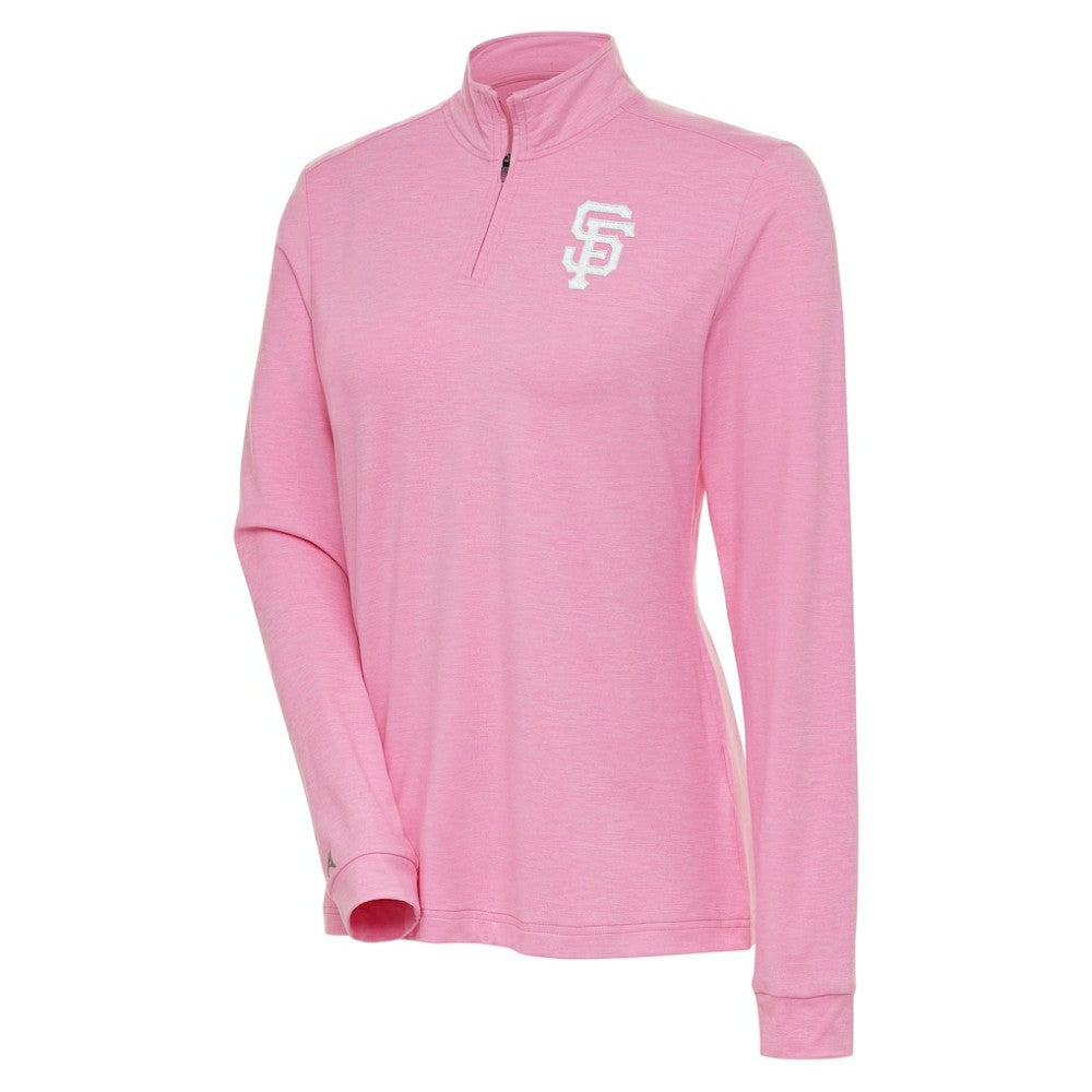 San Francisco Giants Antigua Women's Mentor Quarter-Zip Pullover Top - Pink Pullover