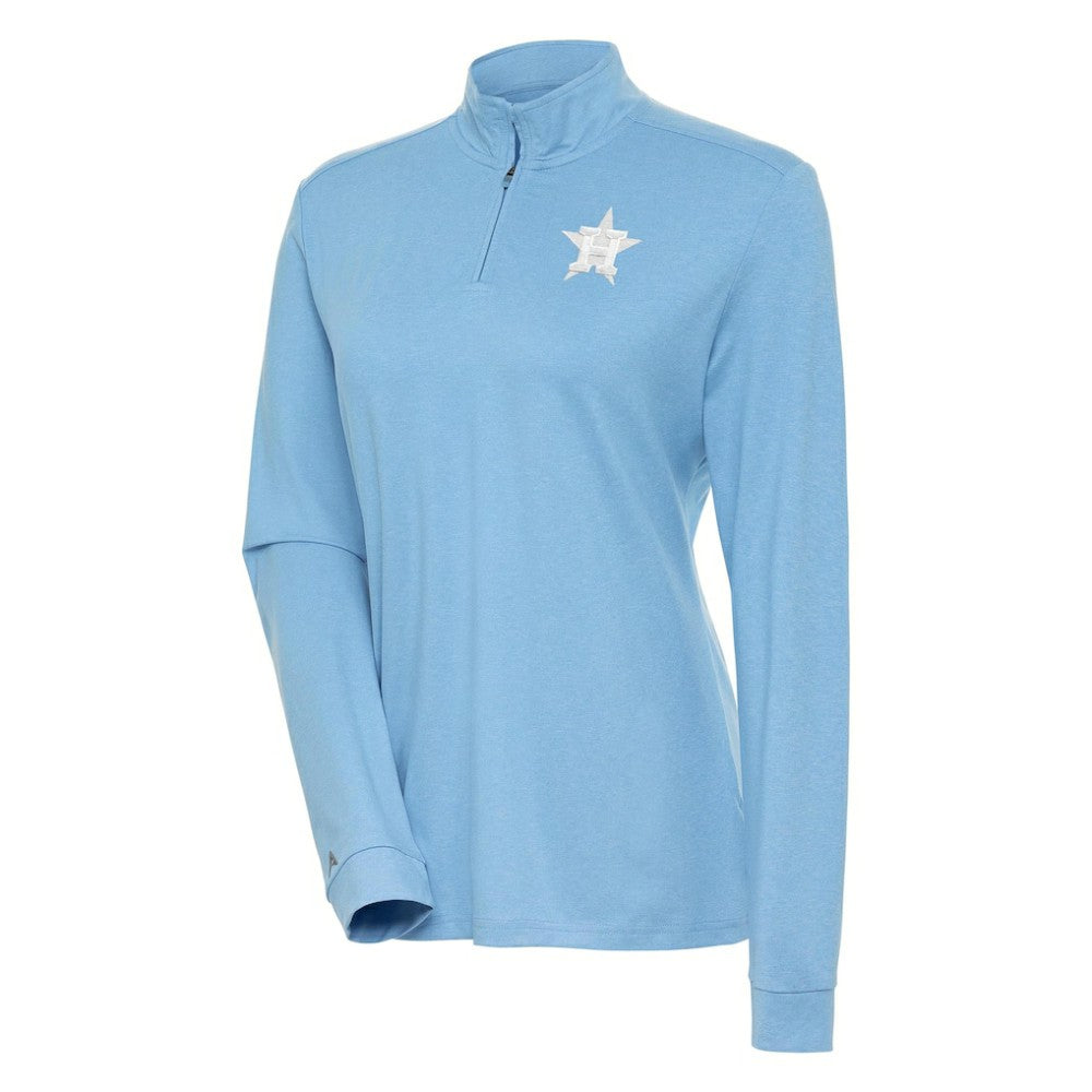 Houston Astros Antigua Women's Mentor Quarter-Zip Pullover Top - Light Blue Pullover