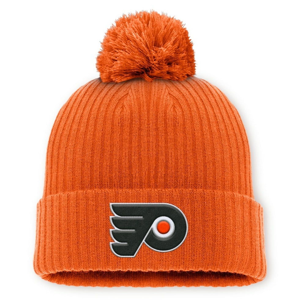 Philadelphia Flyers Fanatics Primary Logo Cuffed Knit Hat with Pom - Orange | US 201257828