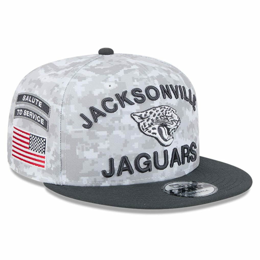 Jacksonville Jaguars New Era 2024 Salute To Service 9FIFTY Snapback Hat - White/Graphite Hats