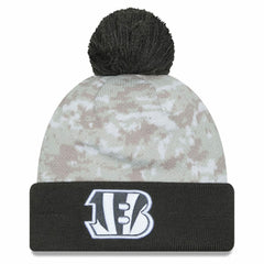 Cincinnati Bengals New Era Youth 2024 Salute To Service Cuffed Pom Knit Hat - White/Graphite Hats