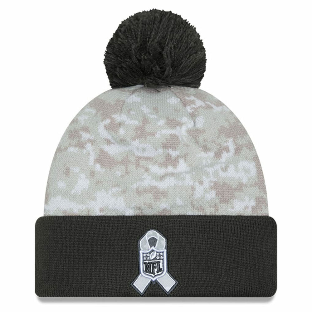Cincinnati Bengals New Era Youth 2024 Salute To Service Cuffed Pom Knit Hat - White/Graphite Hats