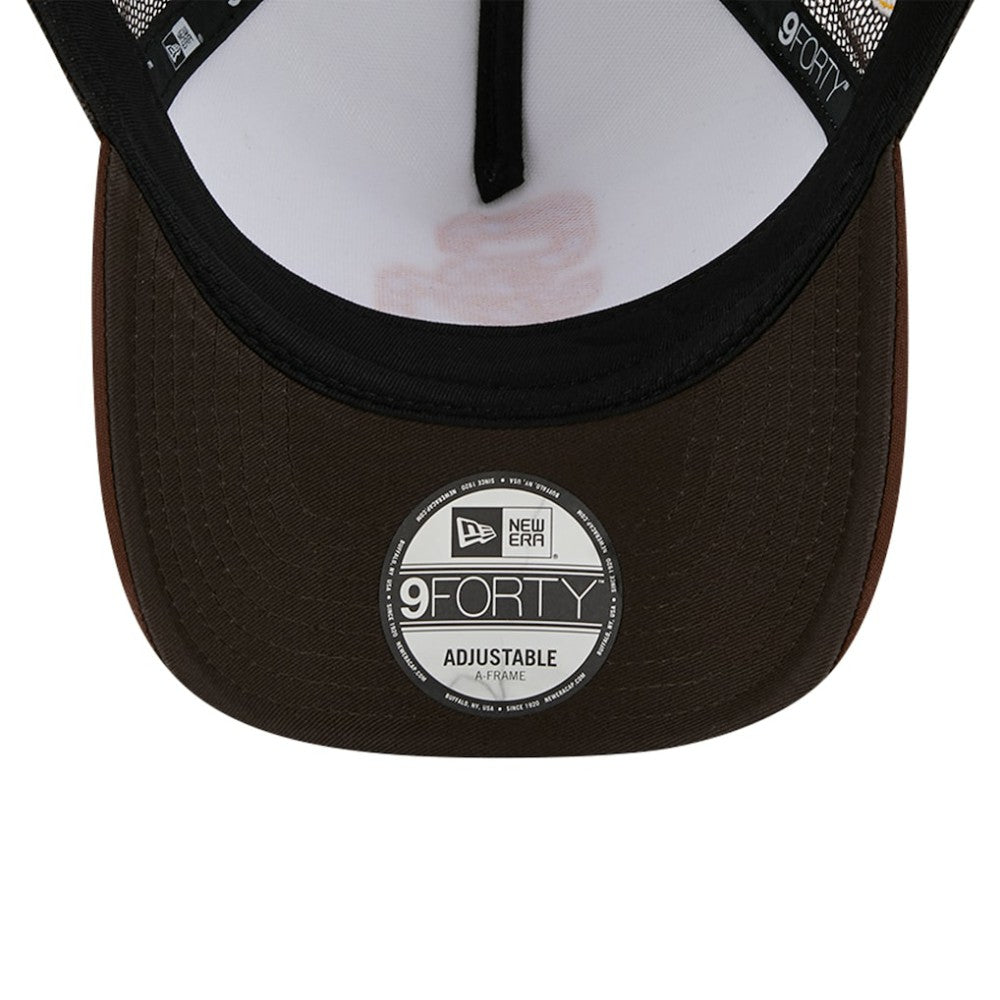 San Diego Padres New Era Checkered Flag A-Frame Trucker 9FORTY Adjustable Hat - White/Brown Hats