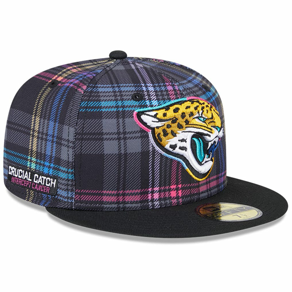 Jacksonville Jaguars New Era 2024 NFL Crucial Catch Plaid 59FIFTY Fitted Hat - Black Hats