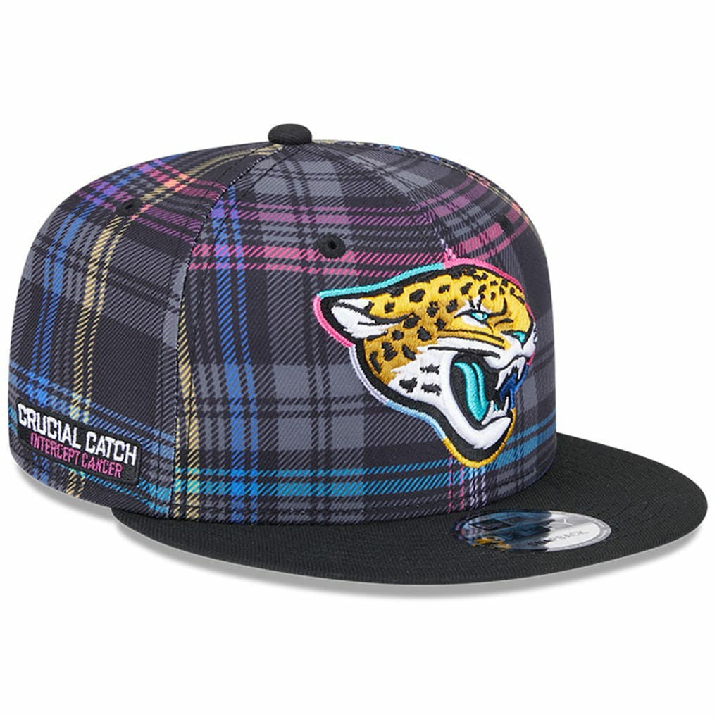 Jacksonville Jaguars New Era 2024 NFL Crucial Catch Plaid 9FIFTY Snapback Hat - Black Hats