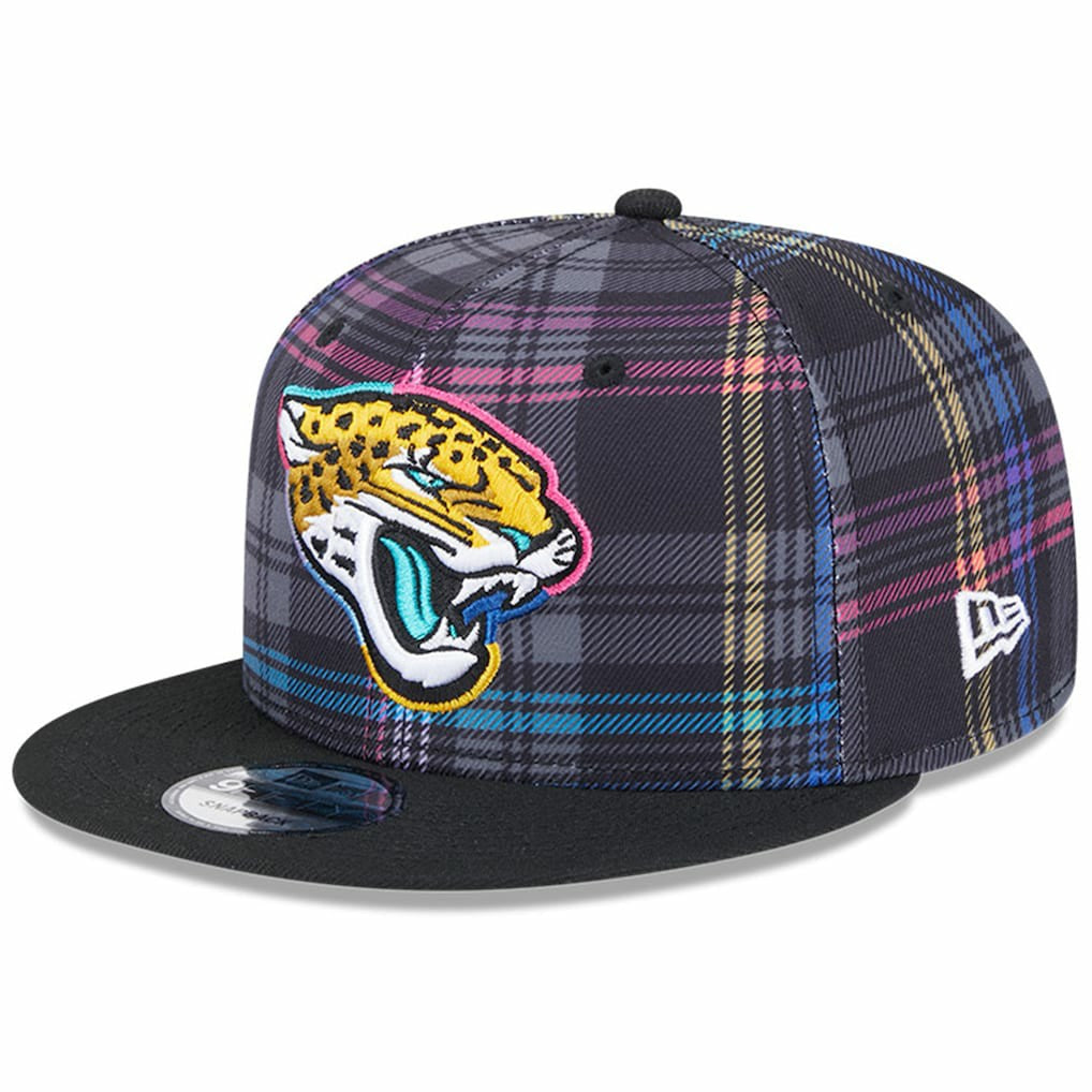 Jacksonville Jaguars New Era 2024 NFL Crucial Catch Plaid 9FIFTY Snapback Hat - Black Hats