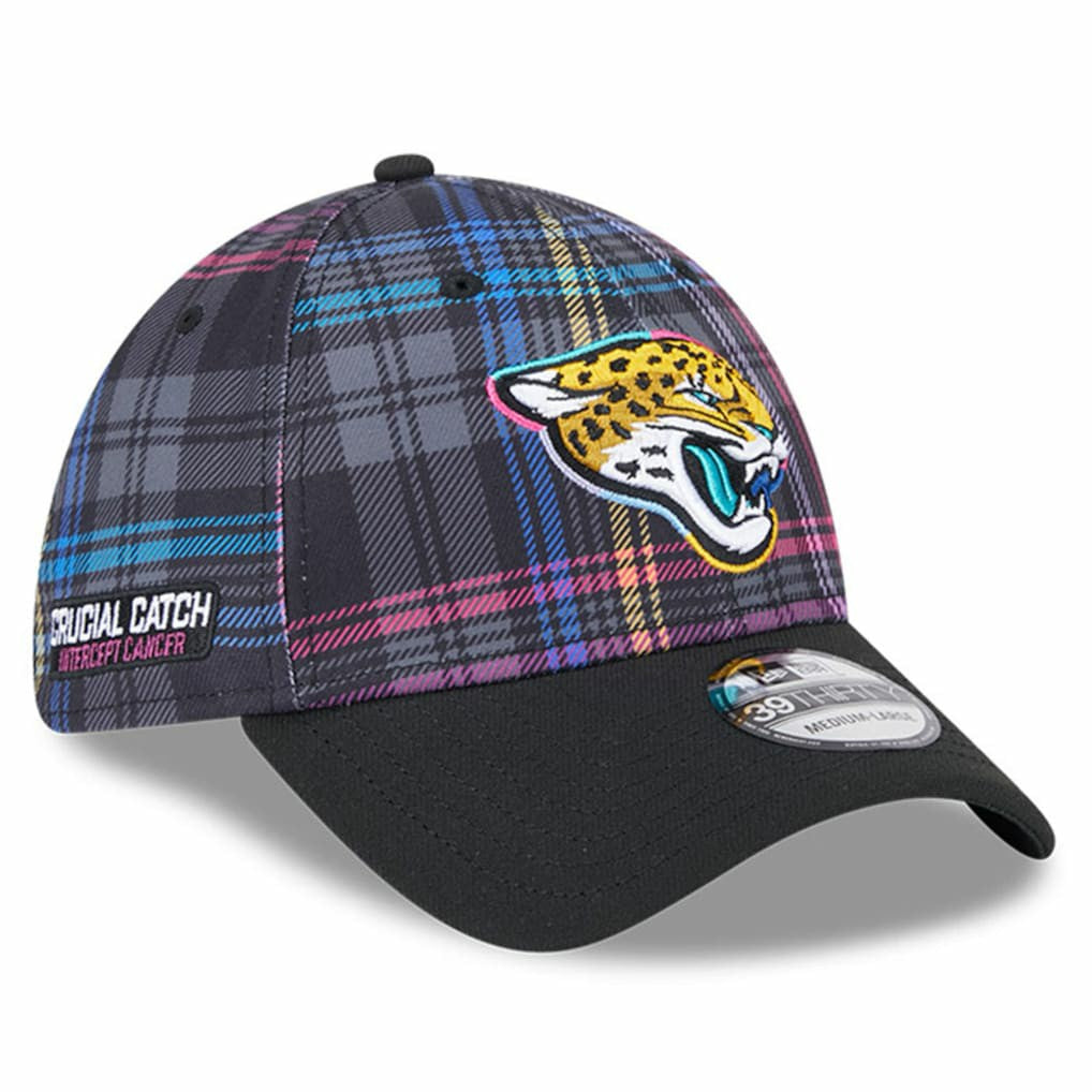 Jacksonville Jaguars New Era 2024 NFL Crucial Catch Plaid 39THIRTY Flex Hat - Black Hats