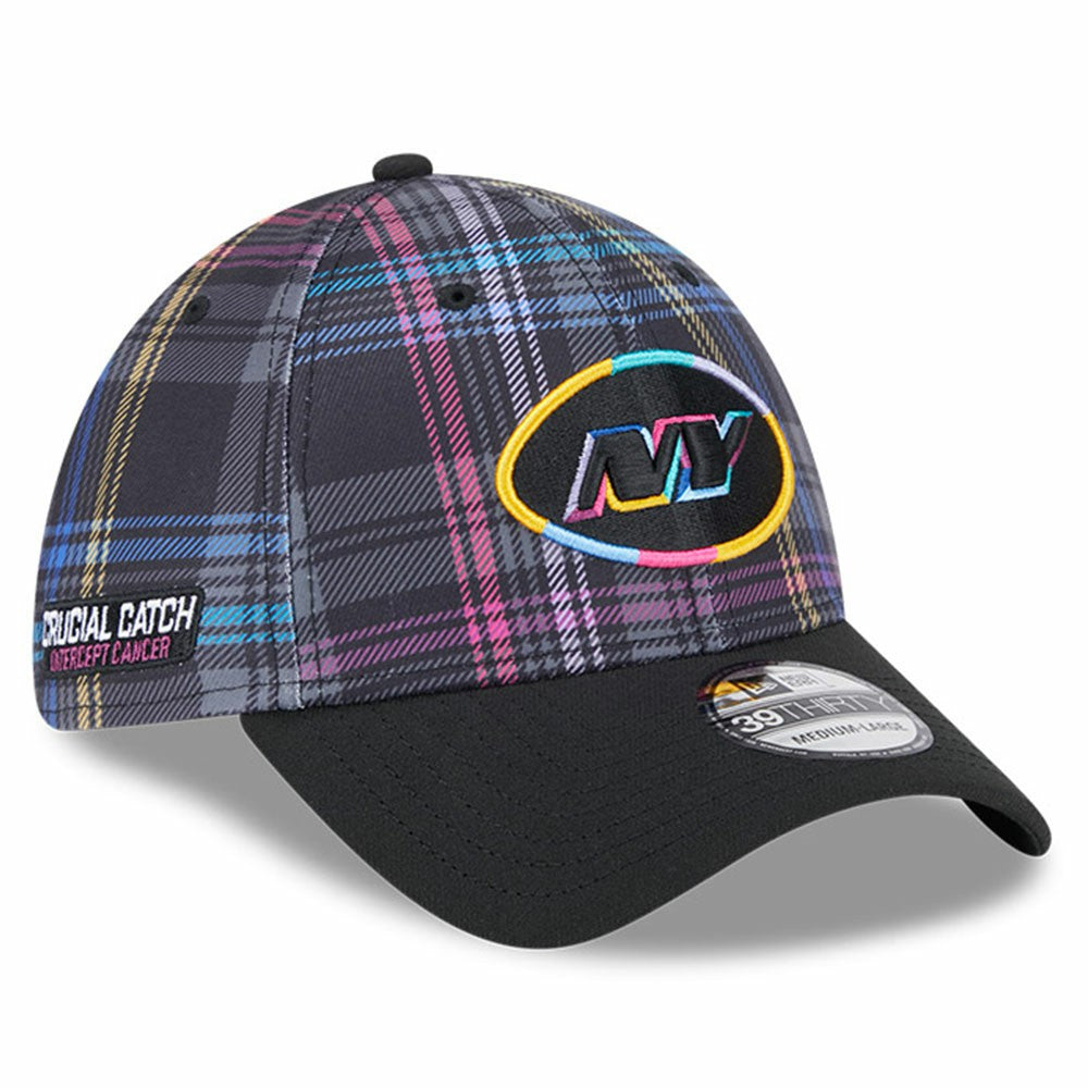 New York Jets New Era 2024 NFL Crucial Catch Plaid 39THIRTY Flex Hat - Black Hats