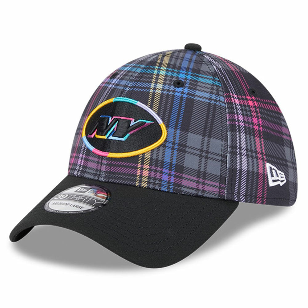 New York Jets New Era 2024 NFL Crucial Catch Plaid 39THIRTY Flex Hat - Black Hats