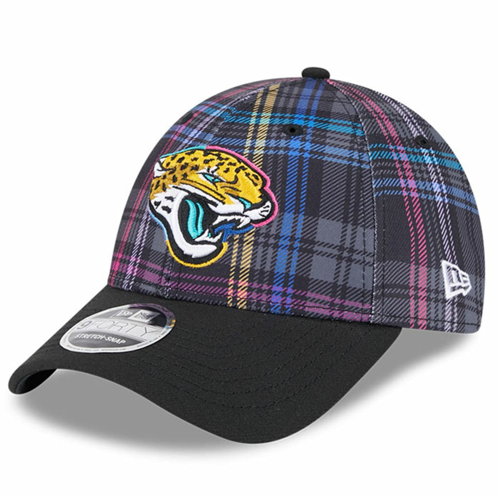 Jacksonville Jaguars New Era 2024 NFL Crucial Catch Plaid 9FORTY Adjustable Hat - Black Hats