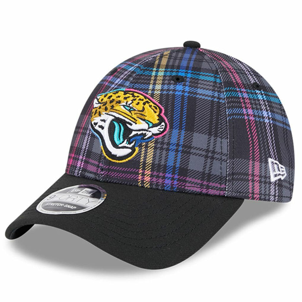 Jacksonville Jaguars New Era 2024 NFL Crucial Catch Plaid 9FORTY Adjustable Hat - Black Hats