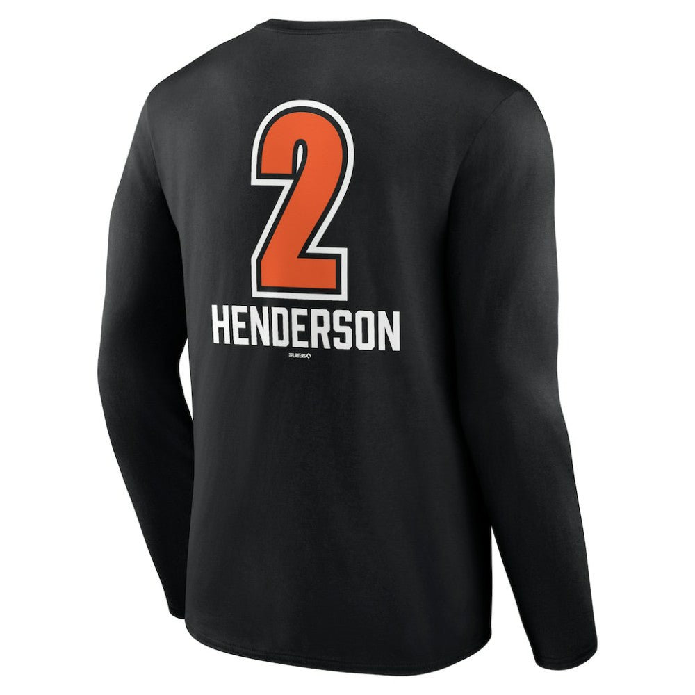 Gunnar Henderson Baltimore Orioles Fastball Player Name & Number Long Sleeve T-Shirt - Black T-shirts