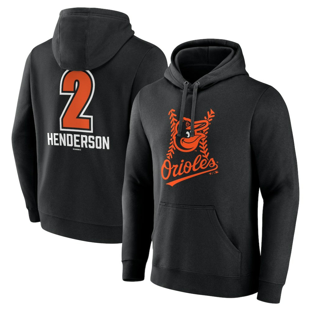 Gunnar Henderson Baltimore Orioles Fastball Player Name & Number Pullover Hoodie - Black Hoodies