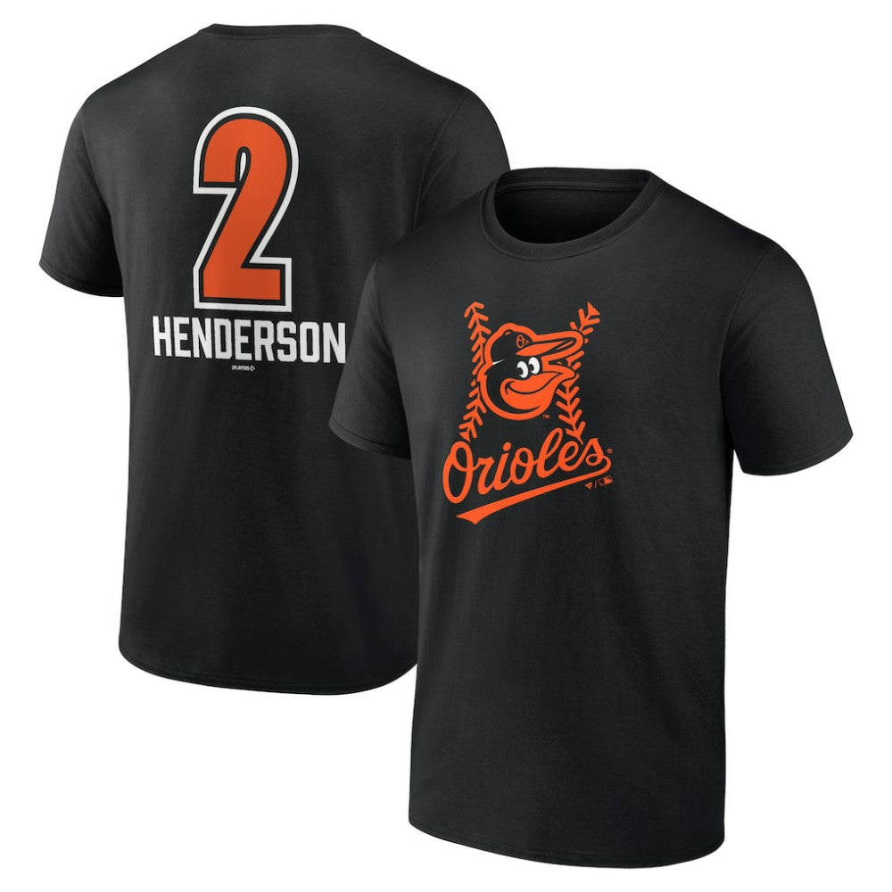 Gunnar Henderson Baltimore Orioles Fastball Player Name & Number T-Shirt - Black T-shirts
