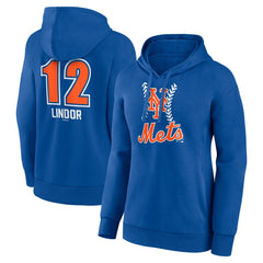 Francisco Lindor New York Mets Women's Fastball Player Name & Number Pullover Hoodie - Royal Hoodies