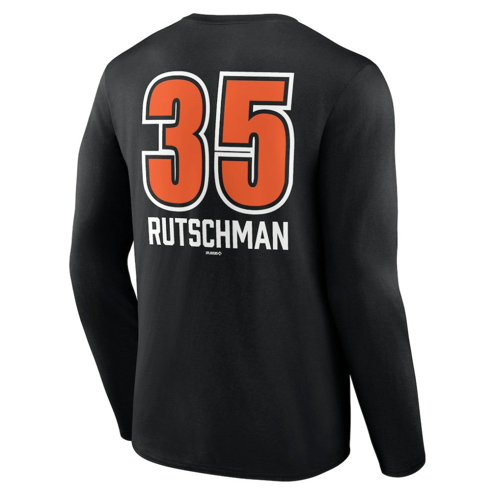 Adley Rutschman Baltimore Orioles Fastball Player Name & Number Long Sleeve T-Shirt - Black T-shirts