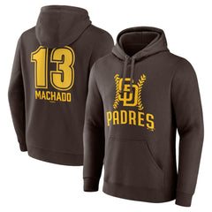 Manny Machado San Diego Padres Fastball Player Name & Number Pullover Hoodie - Brown Hoodies