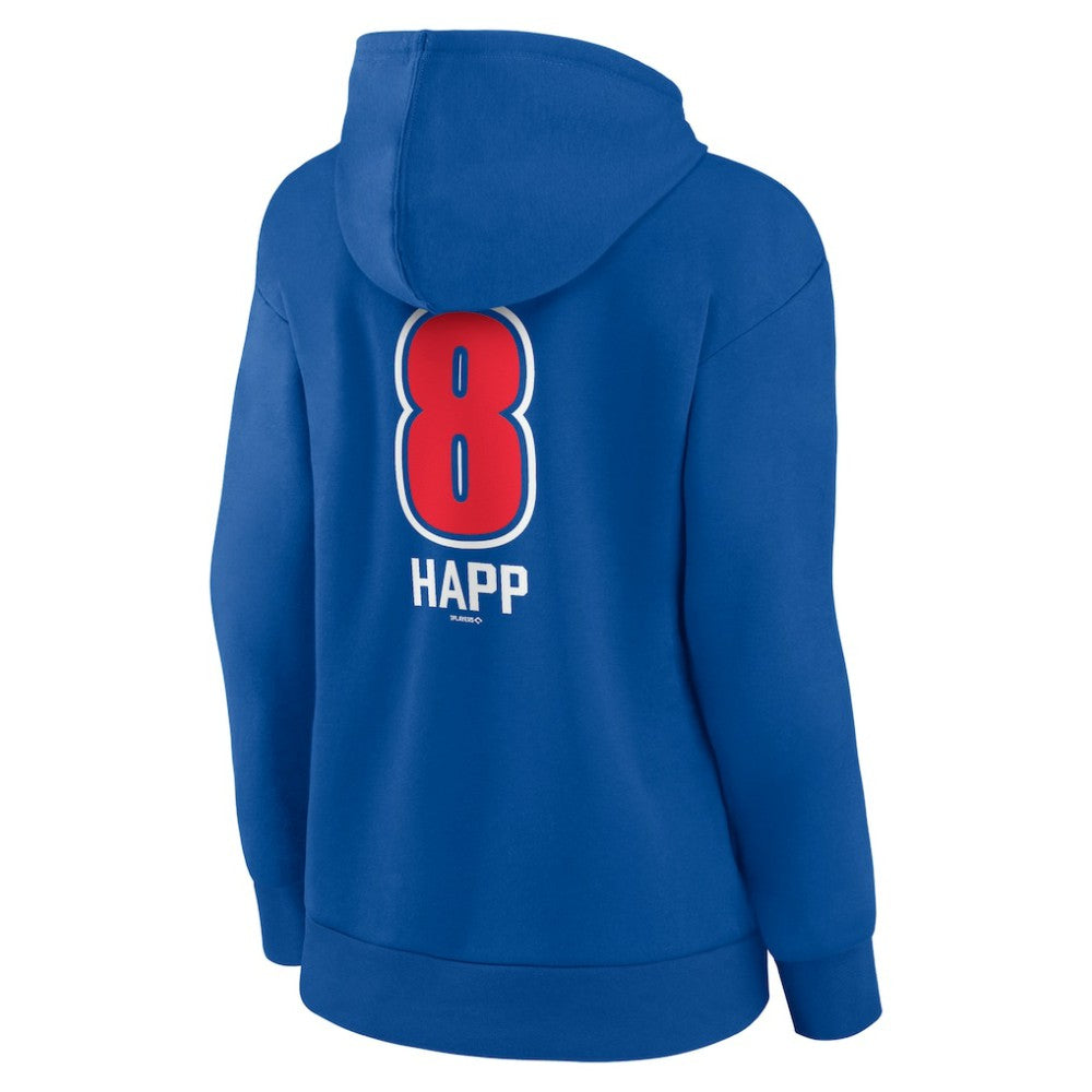 Ian Happ Chicago Cubs Women's Fastball Player Name & Number Pullover Hoodie - Royal Hoodies