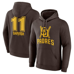 Yu Darvish San Diego Padres Fastball Player Name & Number Pullover Hoodie - Brown Hoodies