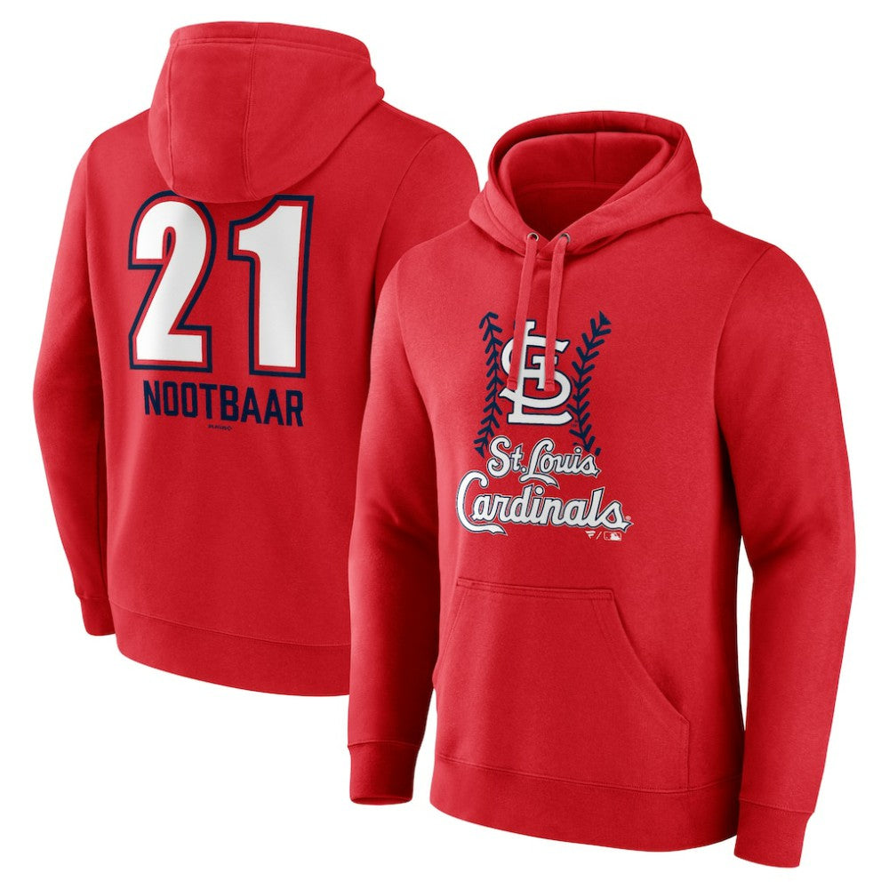 Lars Nootbaar St. Louis Cardinals Fastball Player Name & Number Pullover Hoodie - Red Hoodies