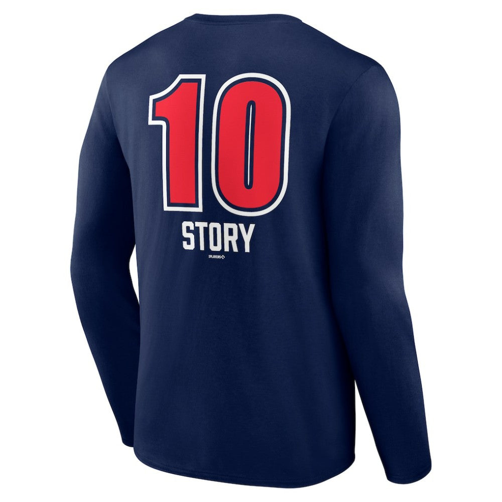Trevor Story Boston Red Sox Fastball Player Name & Number Long Sleeve T-Shirt - Navy T-shirts
