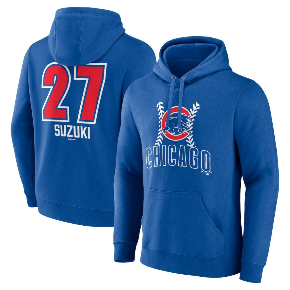 Seiya Suzuki Chicago Cubs Fastball Player Name & Number Pullover Hoodie - Royal Hoodies