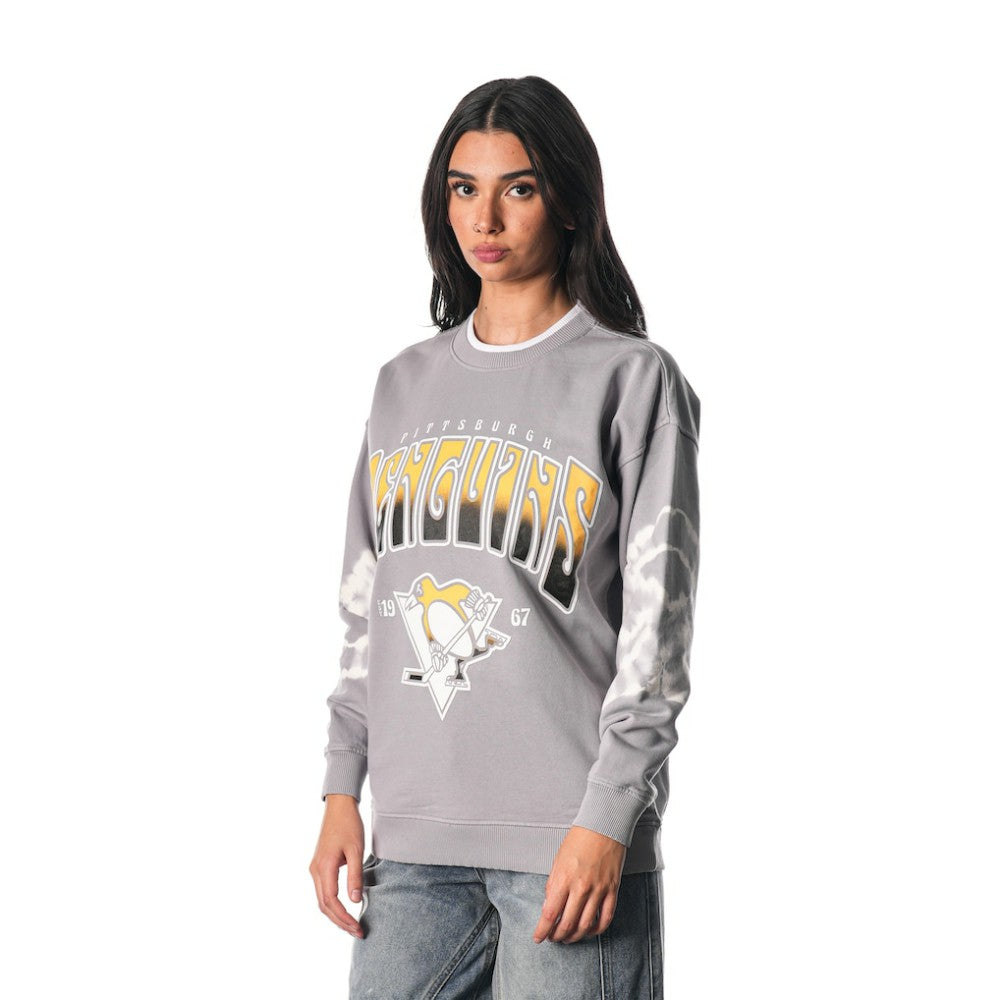 Pittsburgh Penguins The Wild Collective Unisex Tie-Dye Double Collar Pullover Sweatshirt - Gray | US 201271294