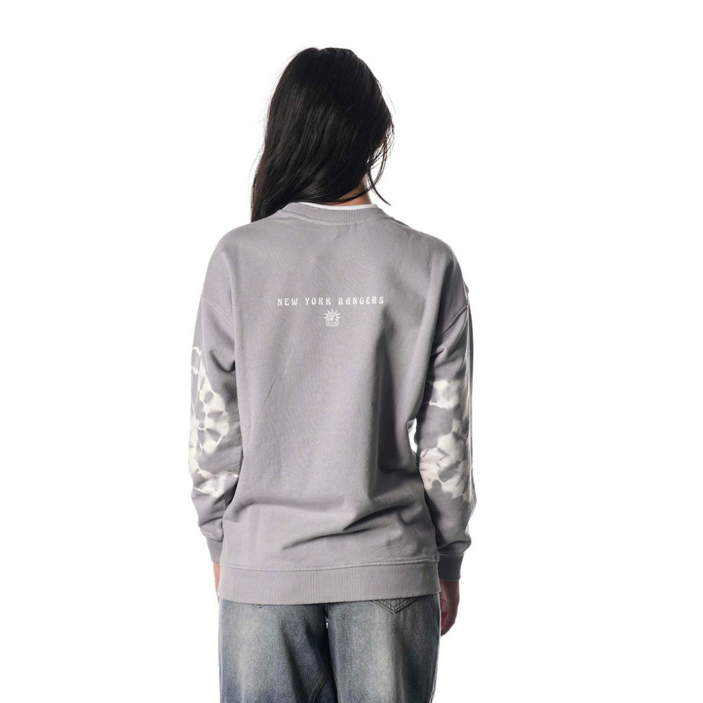 New York Rangers The Wild Collective Unisex Tie-Dye Double Collar Pullover Sweatshirt - Gray | US 201271296