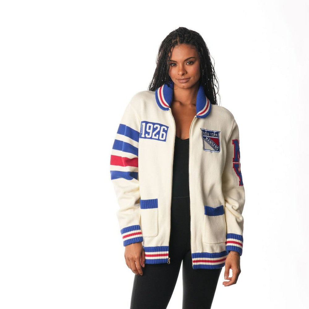 New York Rangers The Wild Collective Unisex Jacquard Full-Zip Sweater - Cream | US 201271307