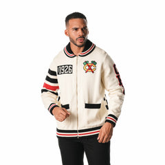 Chicago Blackhawks The Wild Collective Unisex Jacquard Full-Zip Sweater - Cream | US 201271308