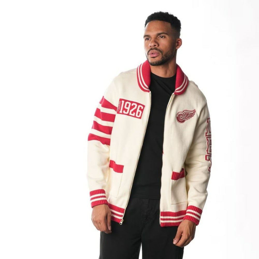 Detroit Red Wings The Wild Collective Unisex Jacquard Full-Zip Sweater - Cream | US 201271309