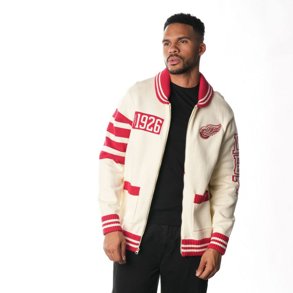Detroit Red Wings The Wild Collective Unisex Jacquard Full-Zip Sweater - Cream | US 201271309