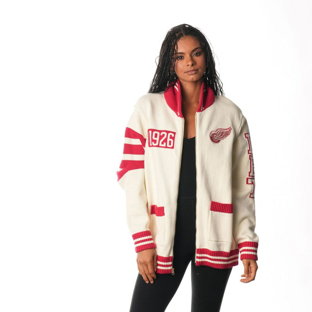 Detroit Red Wings The Wild Collective Unisex Jacquard Full-Zip Sweater - Cream | US 201271309
