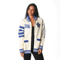 Toronto Maple Leafs The Wild Collective Unisex Jacquard Full-Zip Sweater - Cream | US 201271310