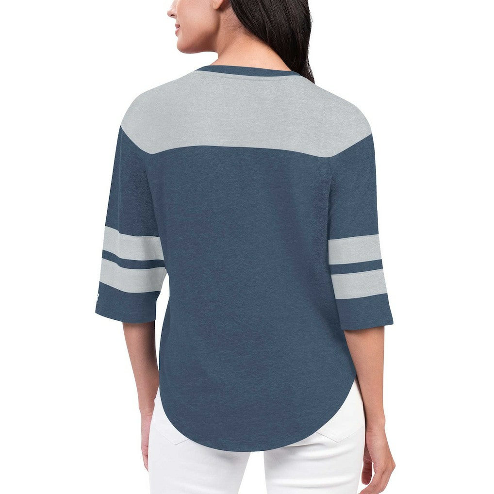 Dallas Cowboys Starter Women's Fullback Tri-Blend 3/4-Sleeve T-Shirt - Navy T-shirts