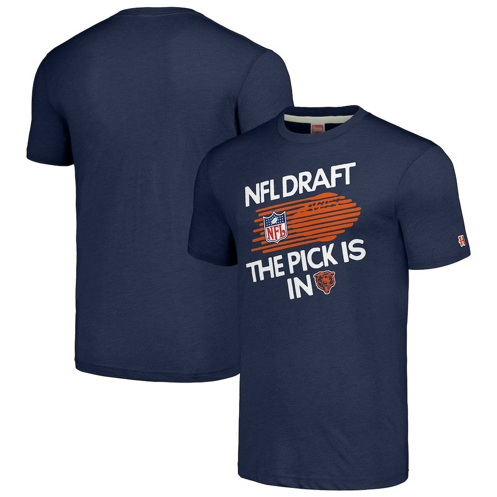Chicago Bears Homage Unisex 2024 Team Draft Tri-Blend T-Shirt - Heather Navy T-shirts