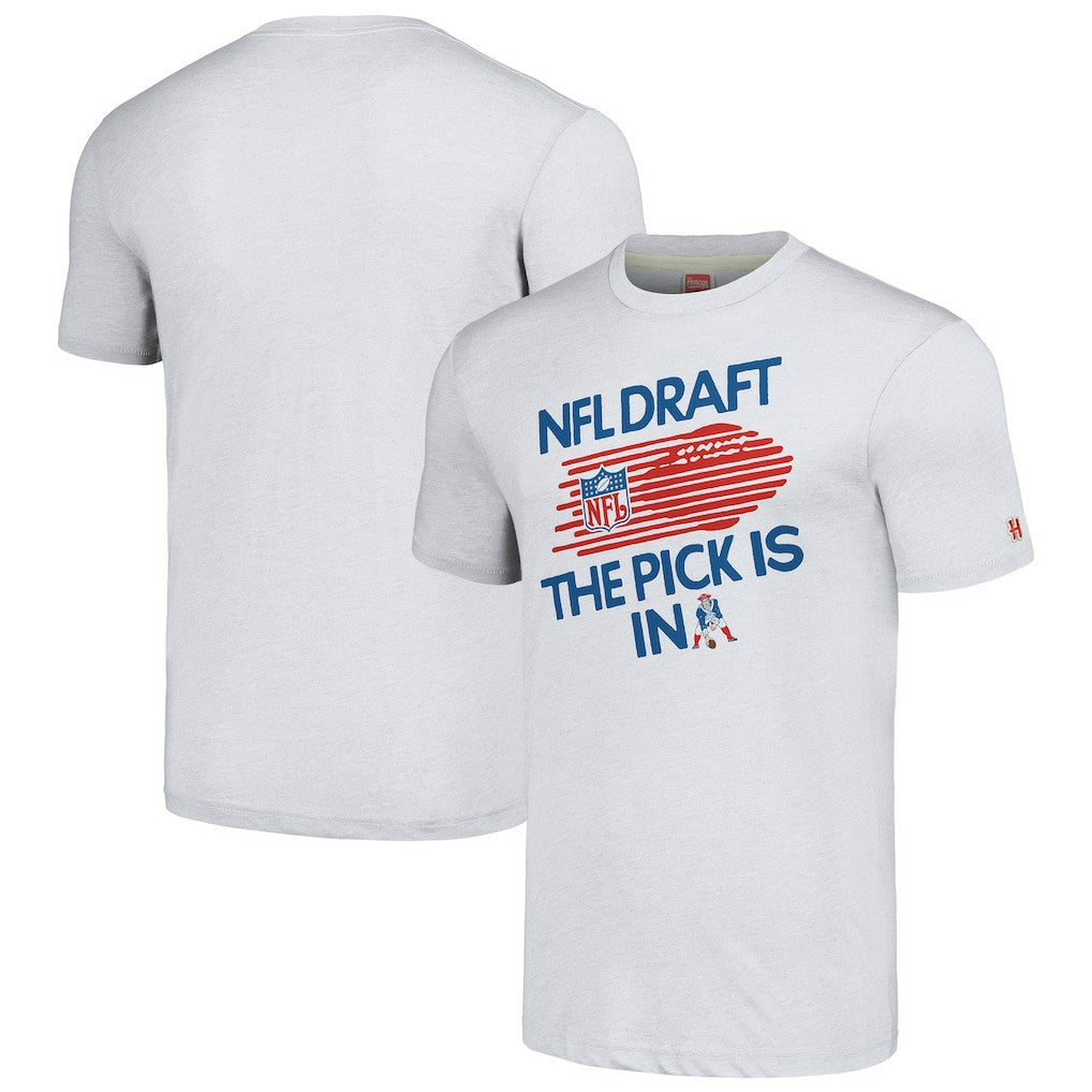 New England Patriots Homage Unisex 2024 Team Draft Tri-Blend T-Shirt - Heather Gray T-shirts