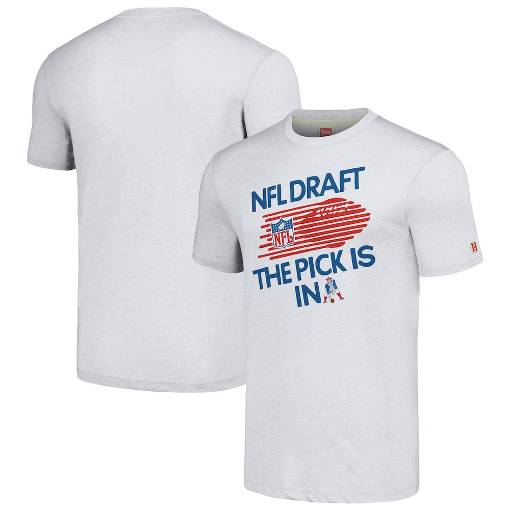 New England Patriots Homage Unisex 2024 Team Draft Tri-Blend T-Shirt - Heather Gray T-shirts