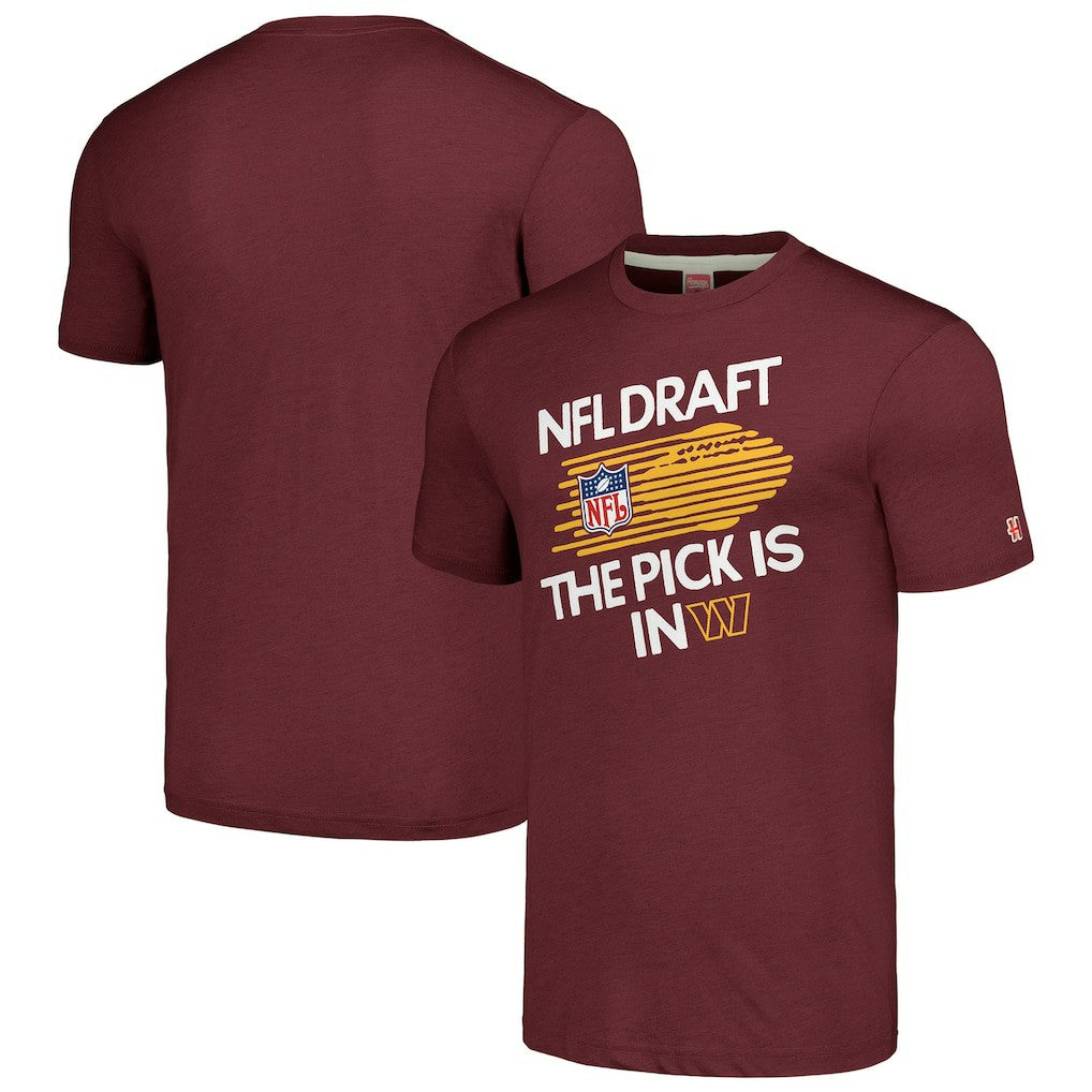 Washington Commanders Homage Unisex 2024 Team Draft Tri-Blend T-Shirt - Heather Burgundy T-shirts