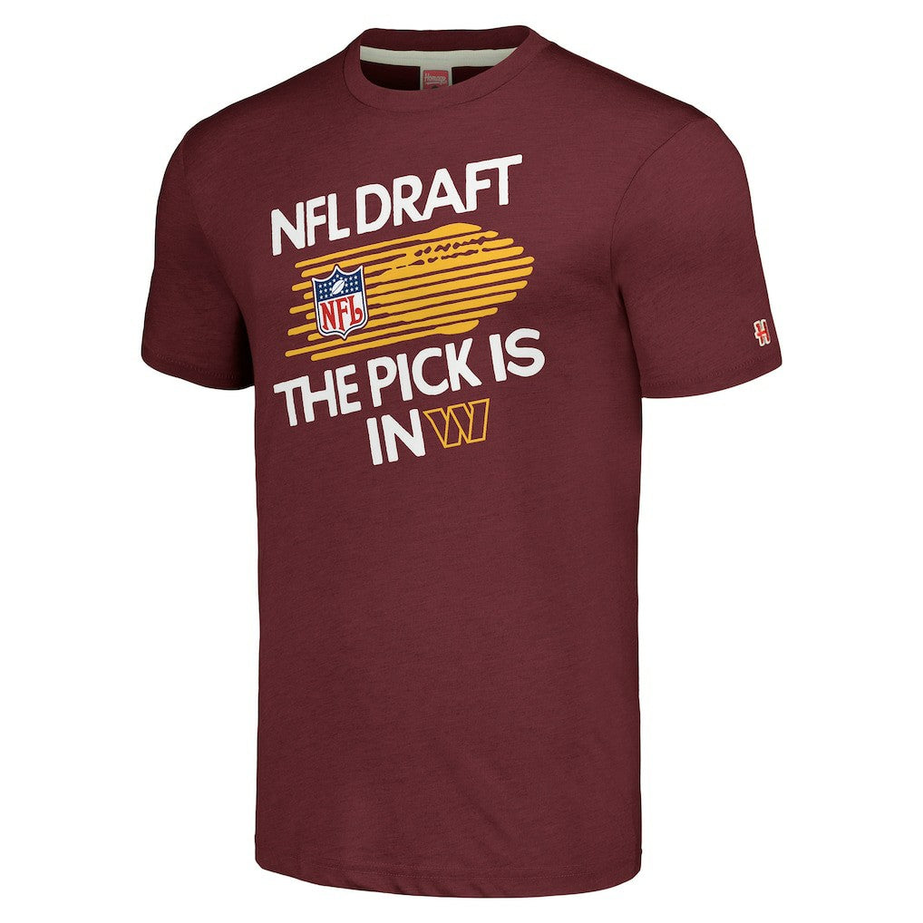 Washington Commanders Homage Unisex 2024 Team Draft Tri-Blend T-Shirt - Heather Burgundy T-shirts