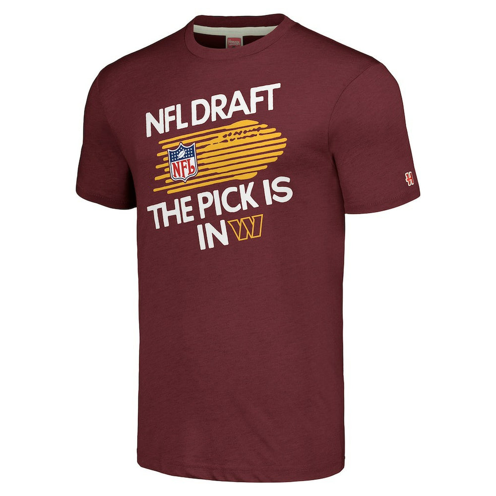 Washington Commanders Homage Unisex 2024 Team Draft Tri-Blend T-Shirt - Heather Burgundy T-shirts