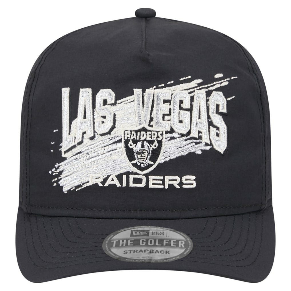 Las Vegas Raiders New Era Throwback Brush Golfer Snapback Hat - Black Hats