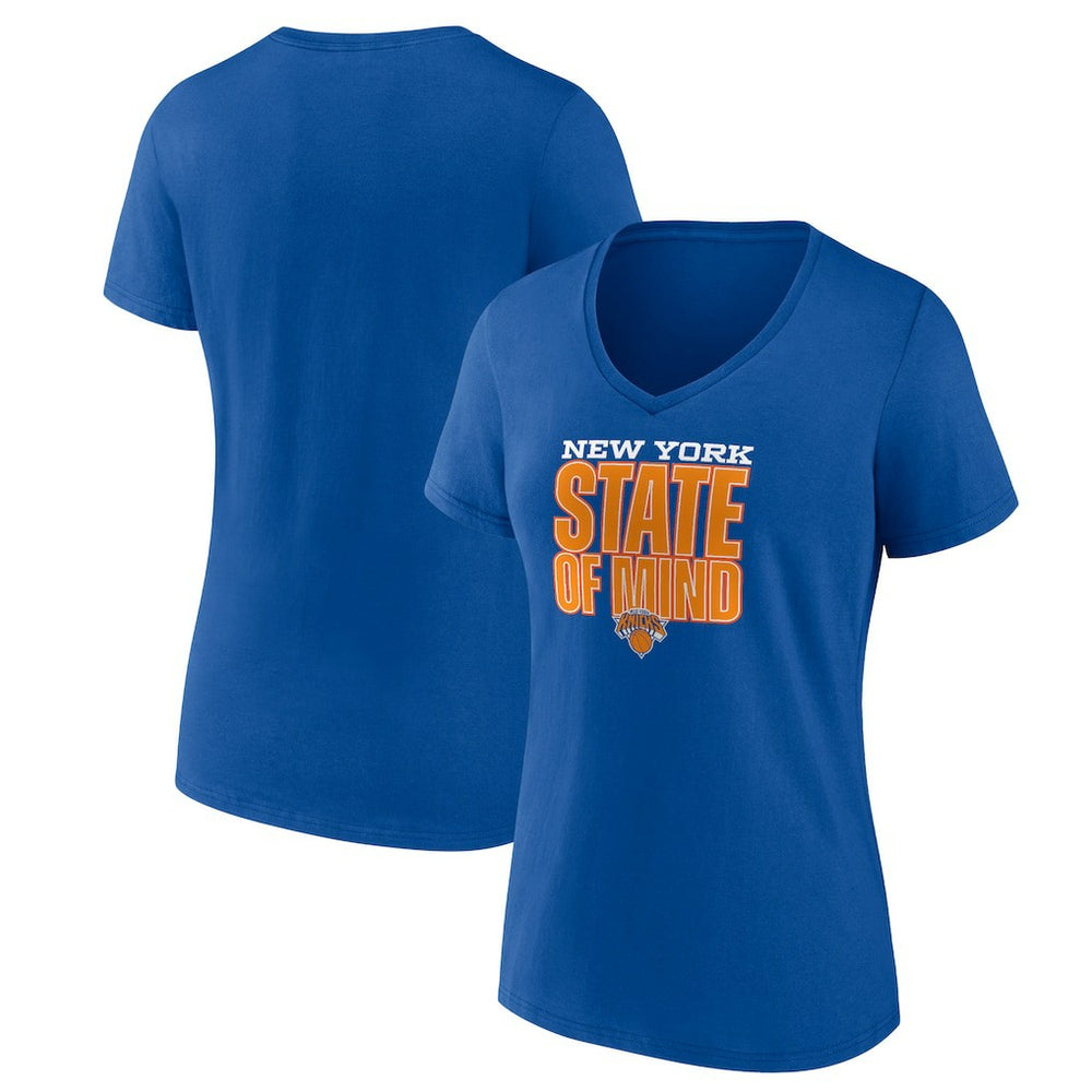 New York Knicks Pick & Roll Coverage V-Neck T-Shirt Blue - New Era