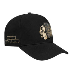 Chicago Blackhawks Pro Standard Metallic Logo Pinch Front Adjustable Hat - Black | US 201274353