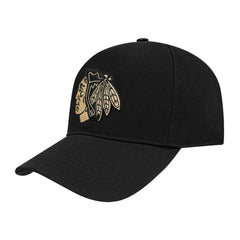Chicago Blackhawks Pro Standard Metallic Logo Pinch Front Adjustable Hat - Black | US 201274353