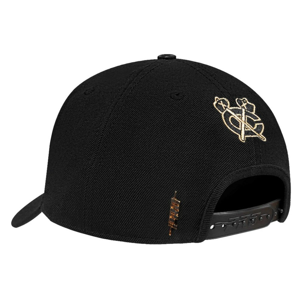 Chicago Blackhawks Pro Standard Metallic Logo Pinch Front Adjustable Hat - Black | US 201274353