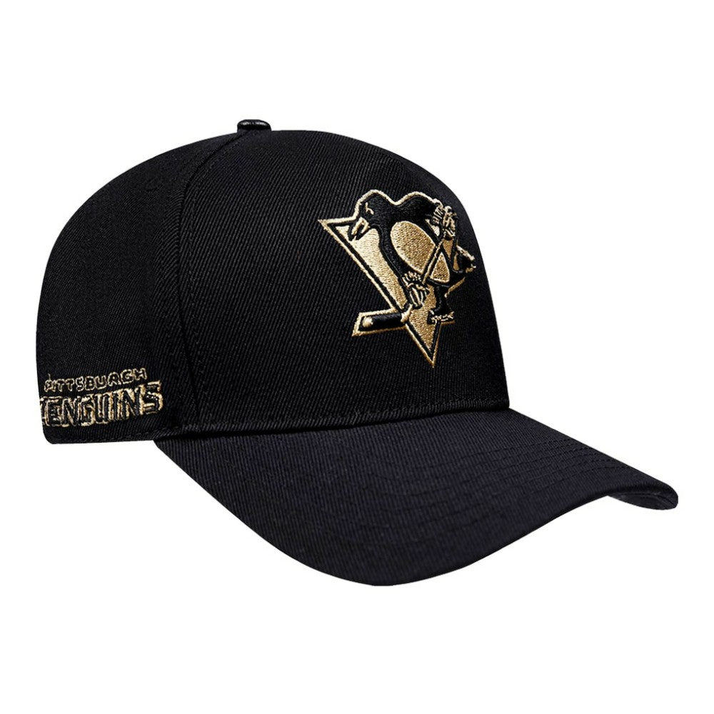 Pittsburgh Penguins Pro Standard Metallic Logo Pinch Front Adjustable Hat - Black | US 201274359