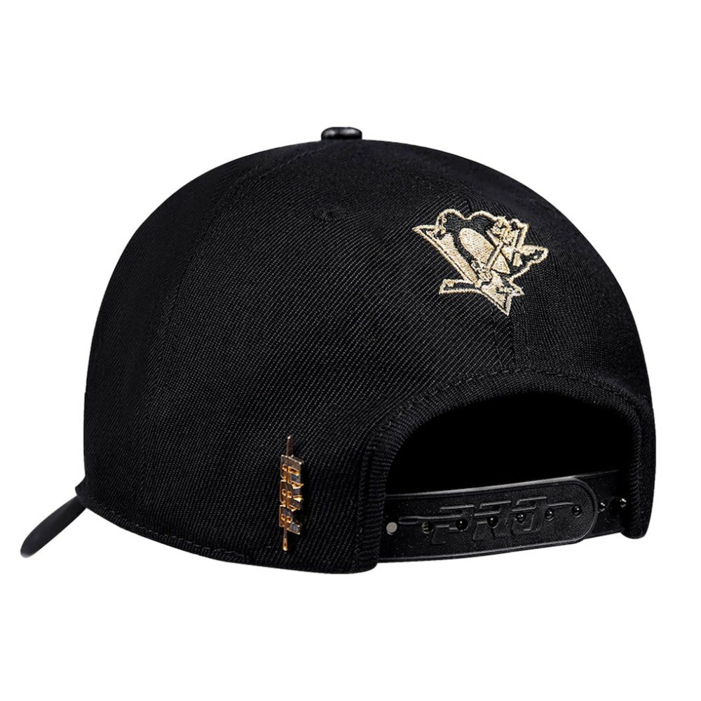 Pittsburgh Penguins Pro Standard Metallic Logo Pinch Front Adjustable Hat - Black | US 201274359